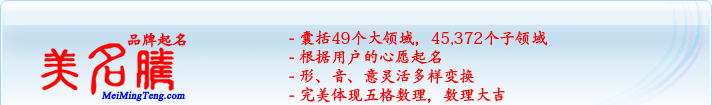49個大領(lǐng)域，45,372個子領(lǐng)域；根據(jù)用戶的心愿起名；形，音，意靈活變換；完美體現(xiàn)五格數(shù)理